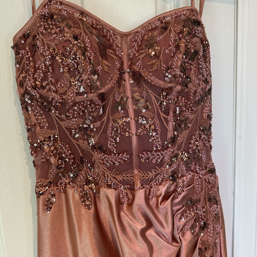 NOX Rose Gold Sequin Prom Dress PETITE
